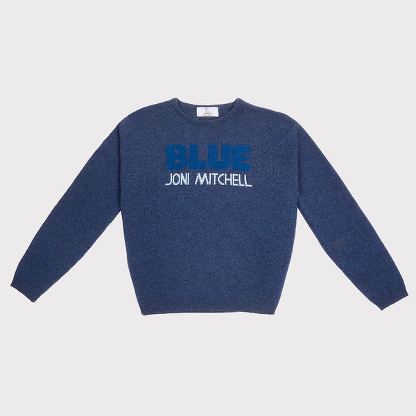 Front image of the 'BLUE' knit from the Joni Mitchell Collection