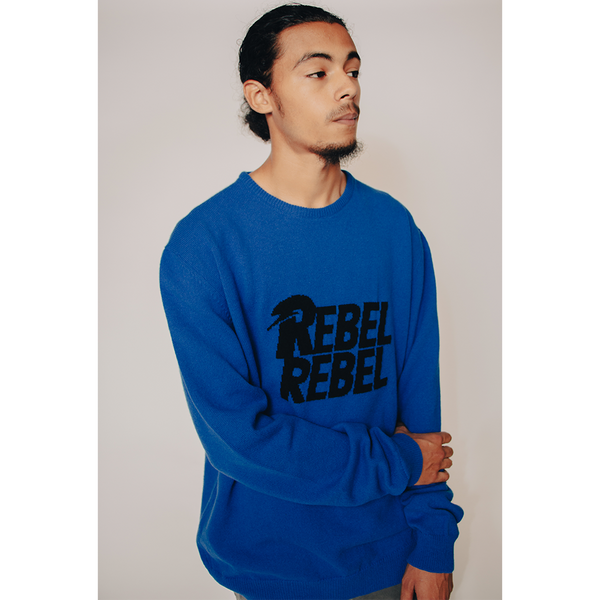 HADES Wool Blue Rebel Rebel Jumper David Bowie Model