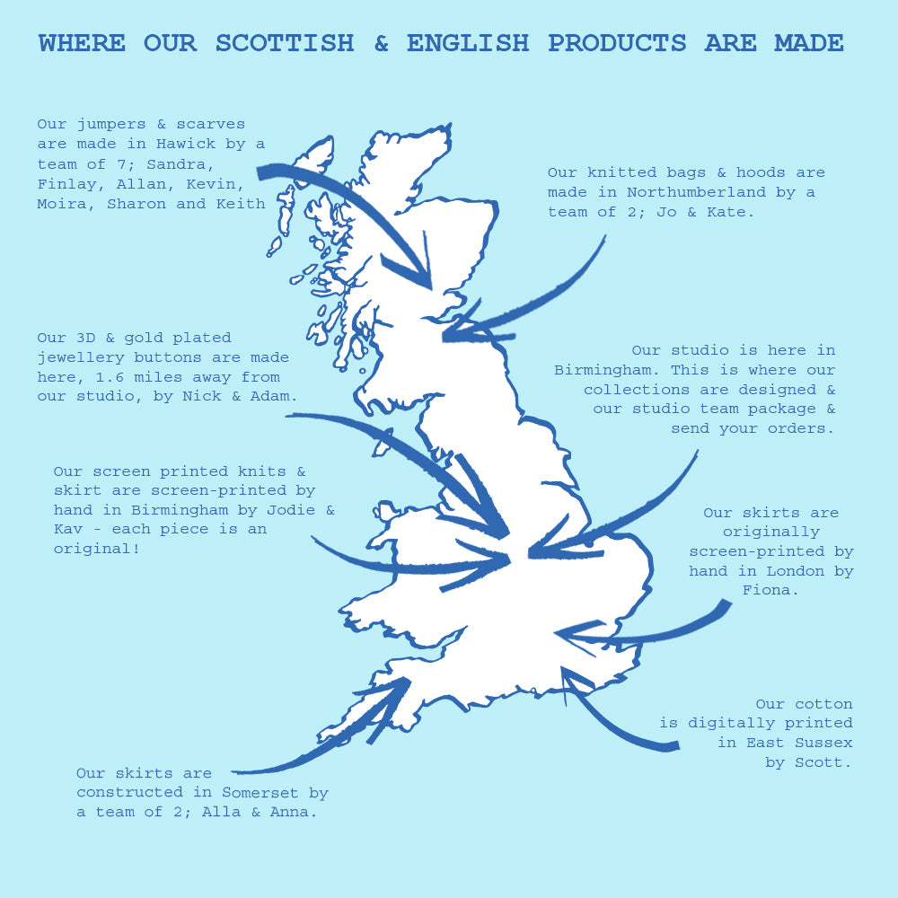 Map of where HADES products are made within Scotland and England