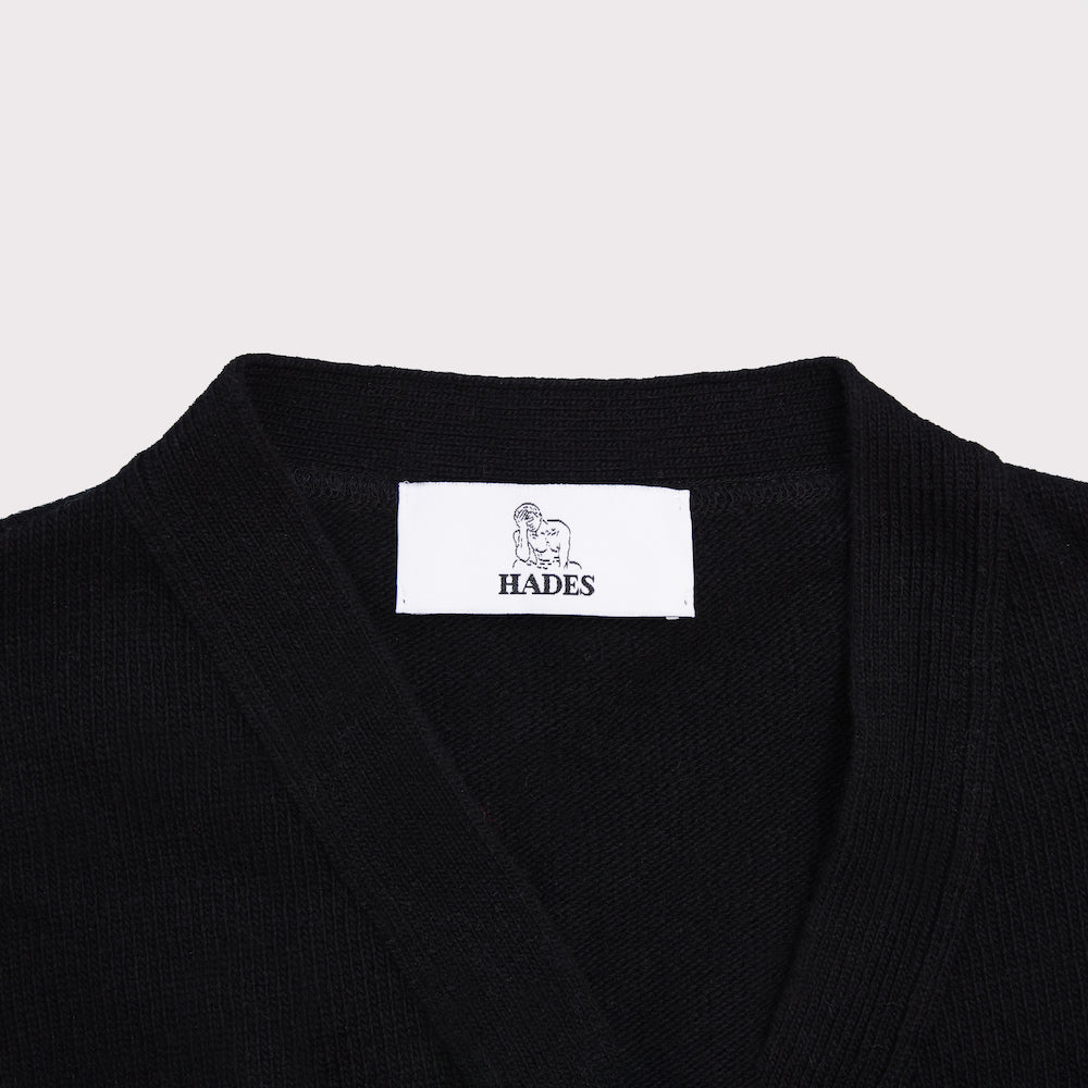HADES Black Carrington with Cigarette Buttons up close label detail