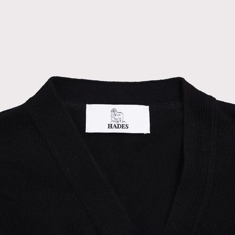 HADES Black Carrington with Cigarette Buttons up close label detail
