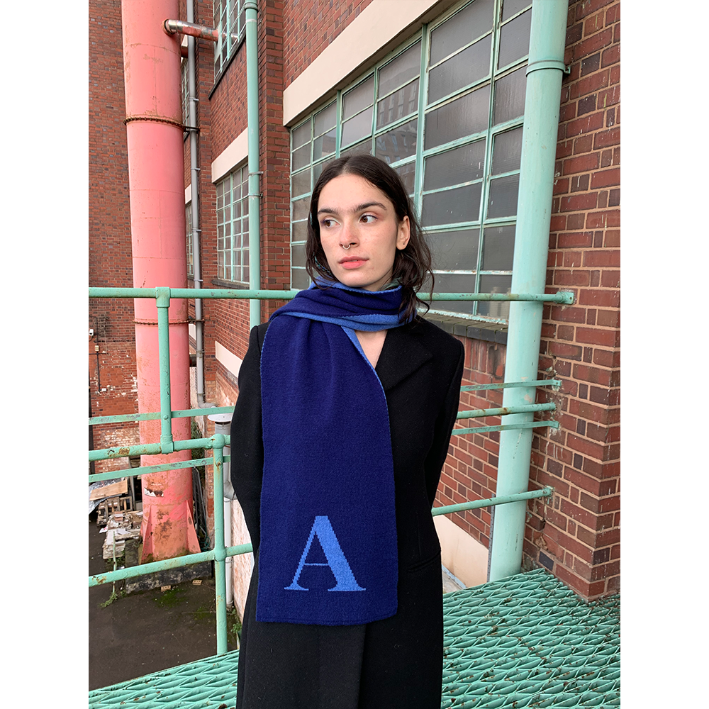 A Letter Scarf, Model wearing