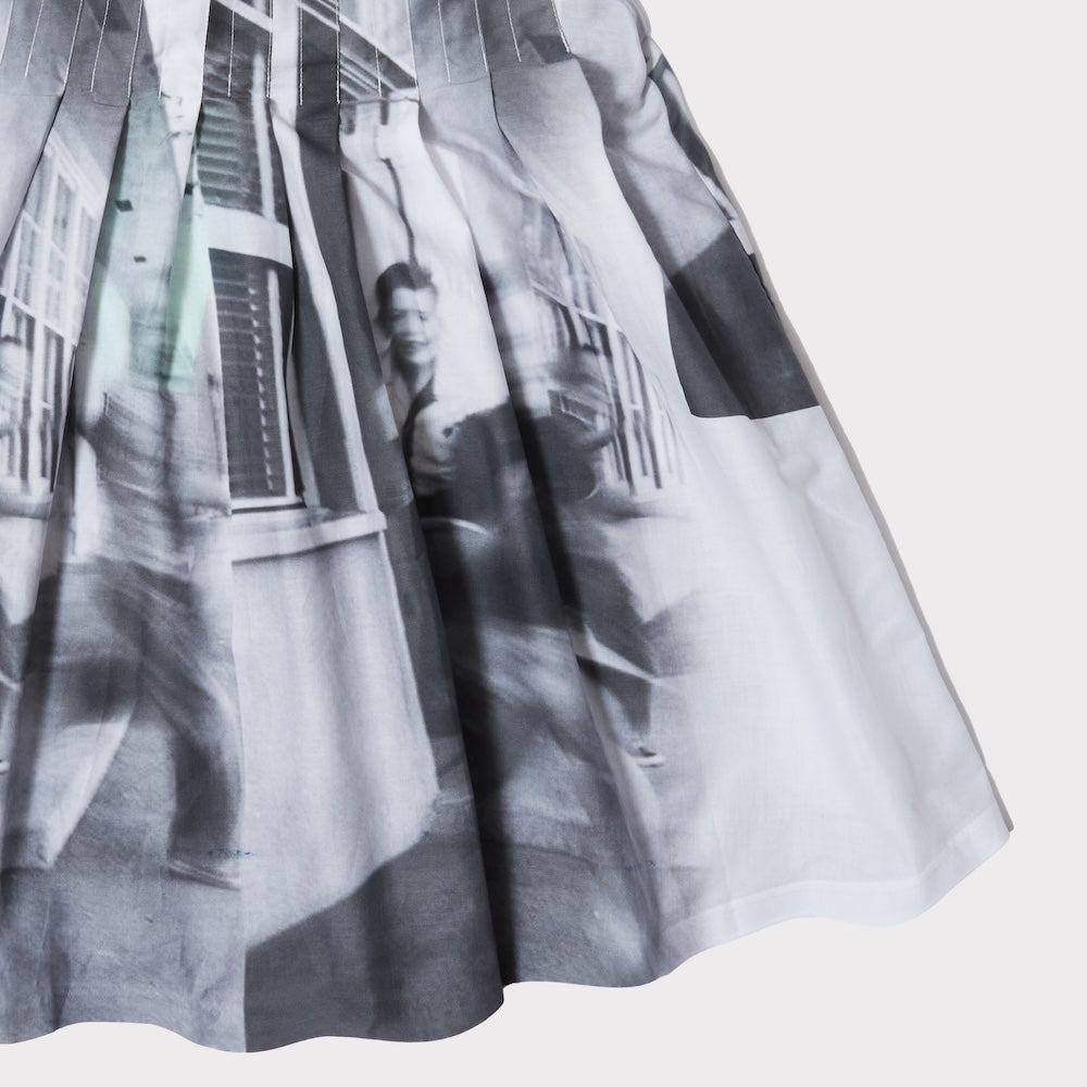 Detail shot of the print on the Ego's Arcady skirt.
