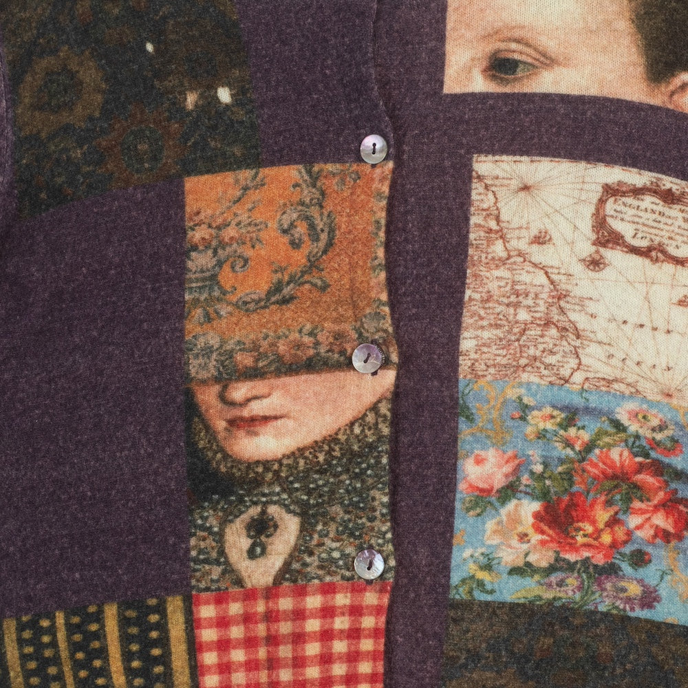 Patchwork cardigan HADES wool up close