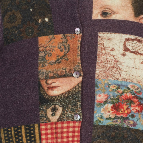 Patchwork cardigan HADES wool up close