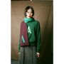 Model wearing HADES Alphabet letter A scarf and A jumper