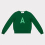  HADES green jumper with a letter 'A' 