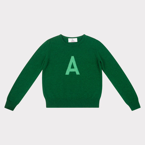  HADES green jumper with a letter 'A' 