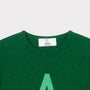  HADES green jumper with a letter 'A' necklabel