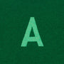  HADES green jumper with a letter 'A' detail shot