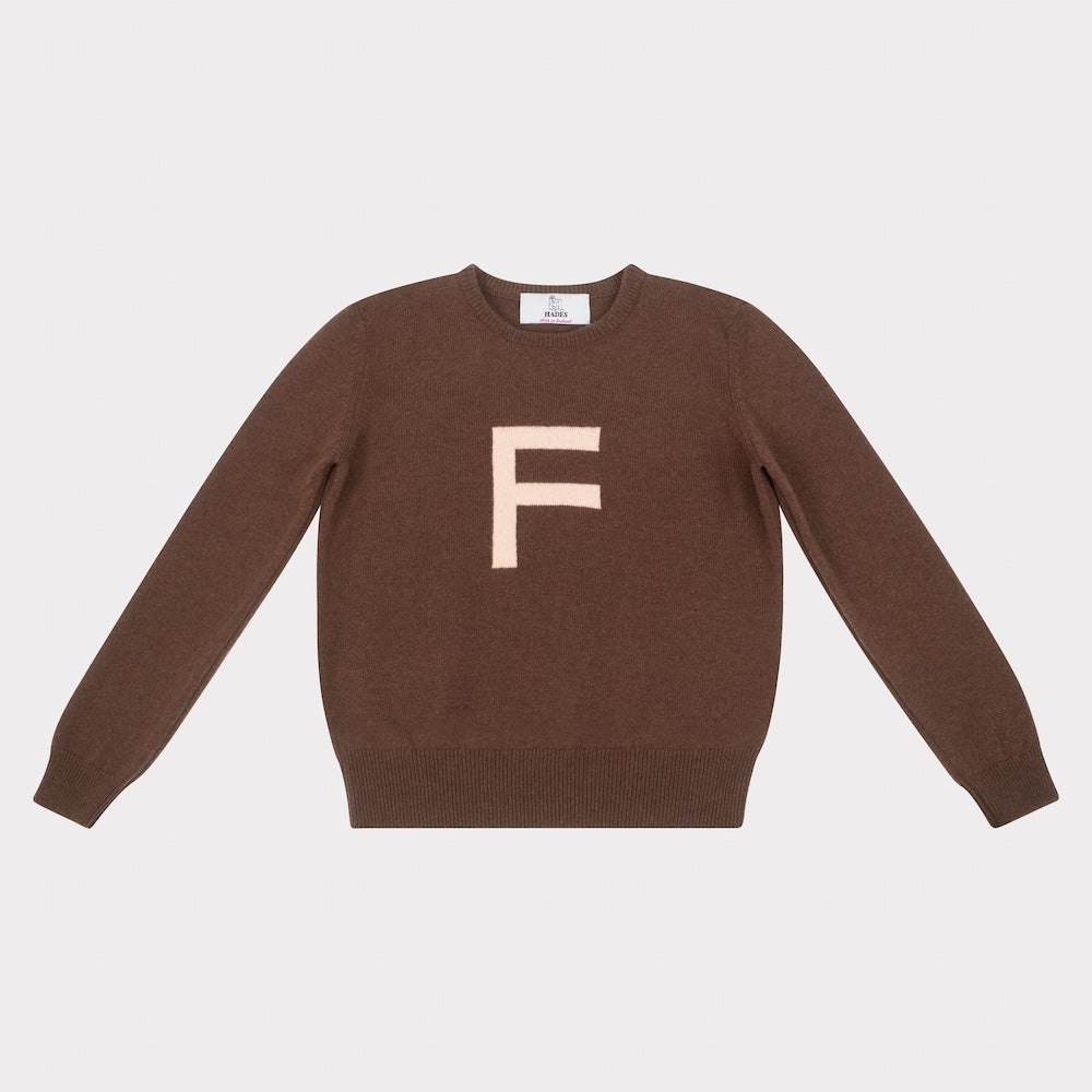 HADES brown knit with letter 'F' 