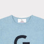 HADES light blue sweater with a navy 'G' necklabel