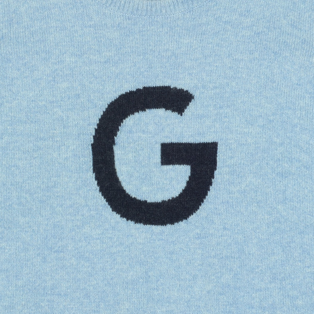 HADES light blue sweater with a navy 'G' detail