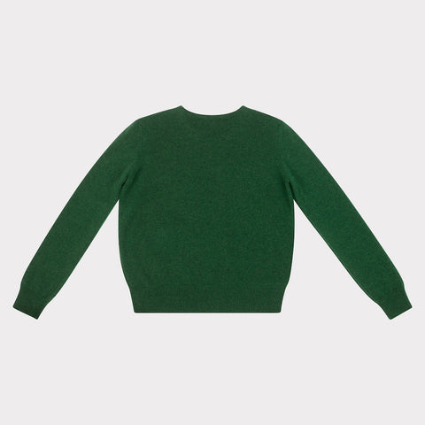HADES green jumper with a pink letter 'J'  back