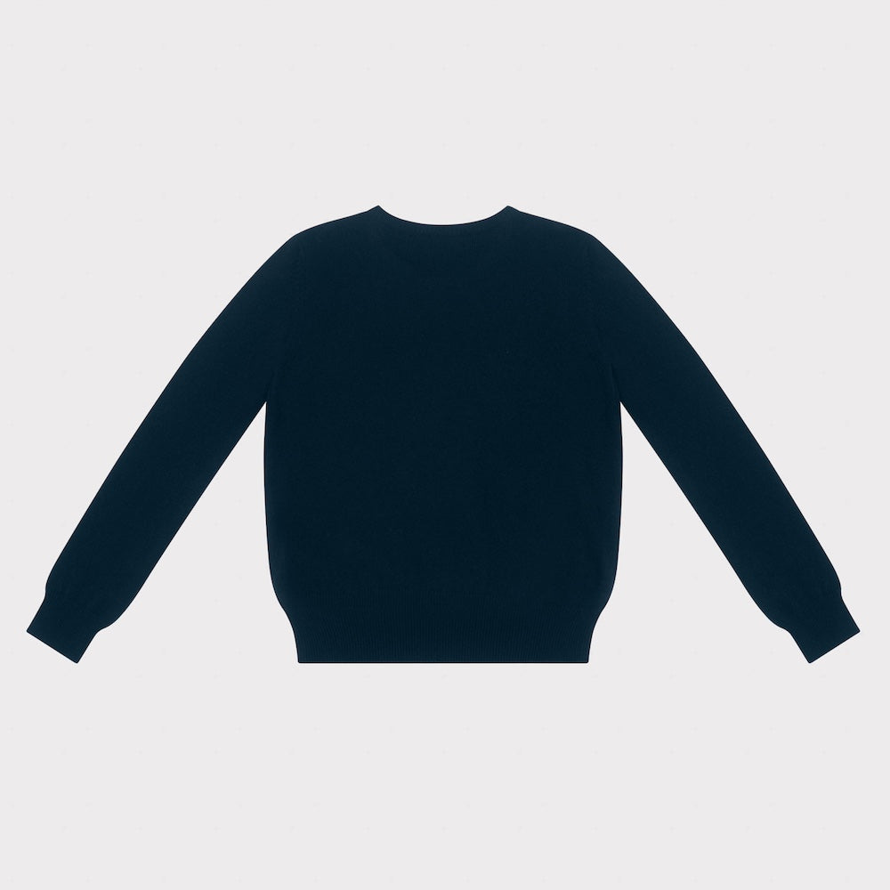 HADES navy sweater with a red letter 'K' back