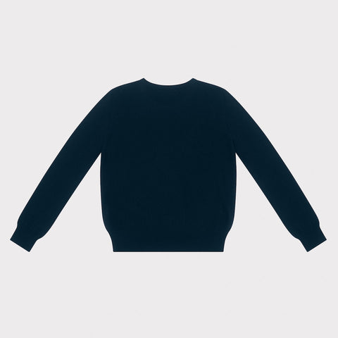 HADES navy sweater with a red letter 'K' back