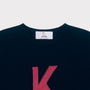 HADES navy sweater with a red letter 'K'  necklabel