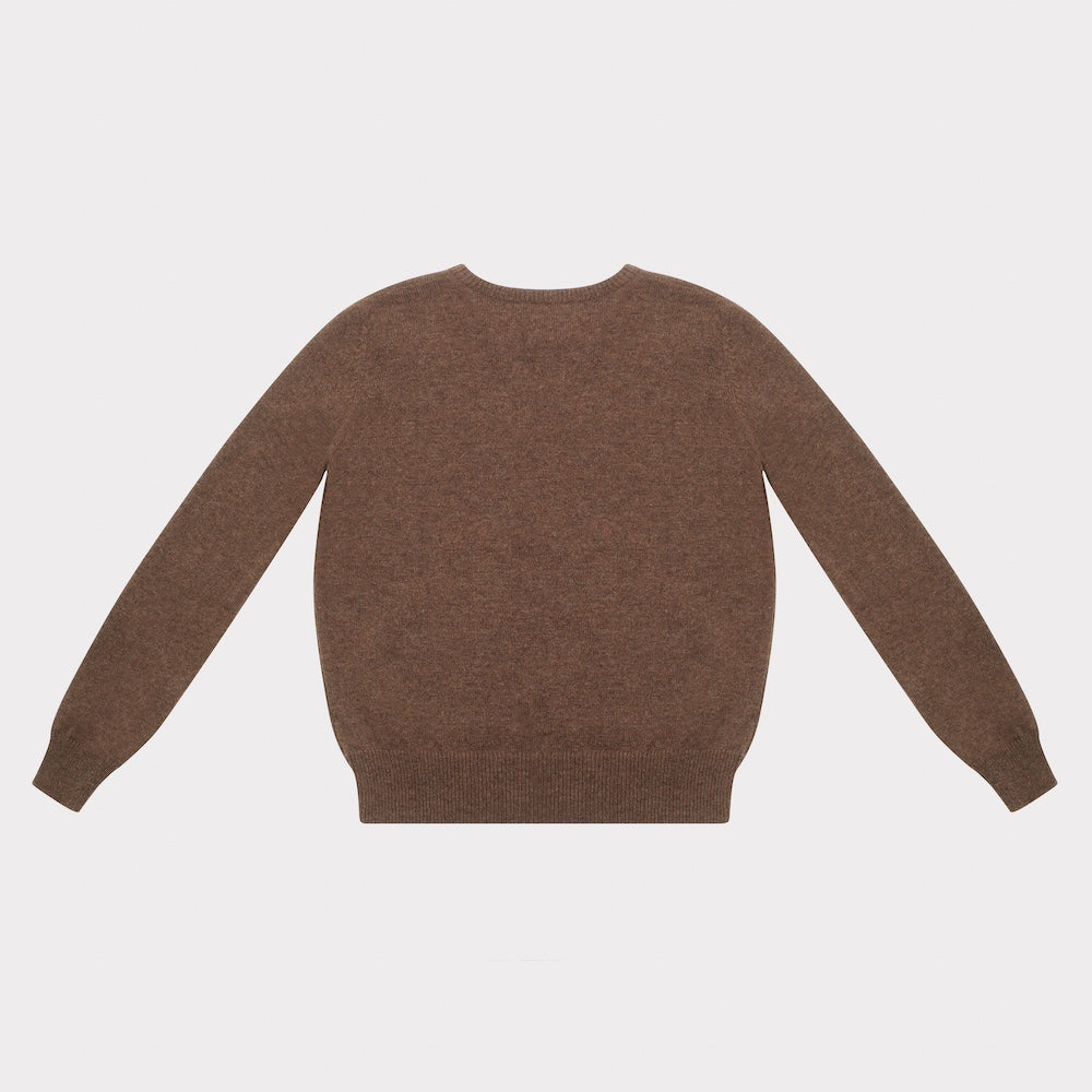 HADES Brown jumper with a blue letter 'L'  back
