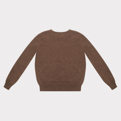 HADES Brown jumper with a blue letter 'L'  back