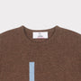 HADES Brown jumper with a blue letter 'L' necklabel
