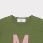 Neck detail image of the 'M' knit from the new Alphabet collection 