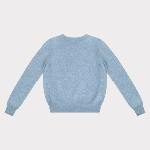 HADES light blue jumper with a navy letter 'R' back
