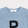 HADES light blue jumper with a navy letter 'R' detail