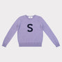HADES purple jumper with a black 'S' 