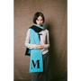 Model wearing HADES letter M scarf 