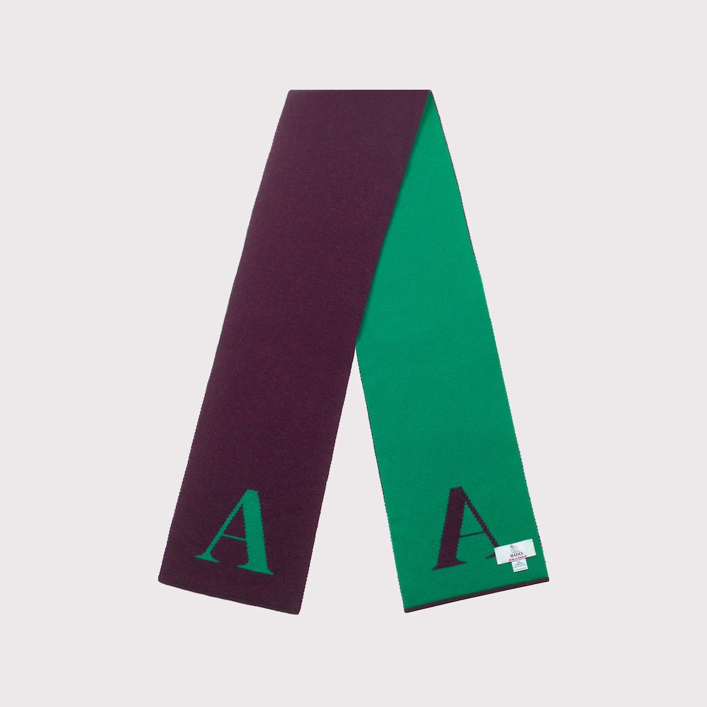 Flat image of the 'A' scarf folded, from the Alphabet collection