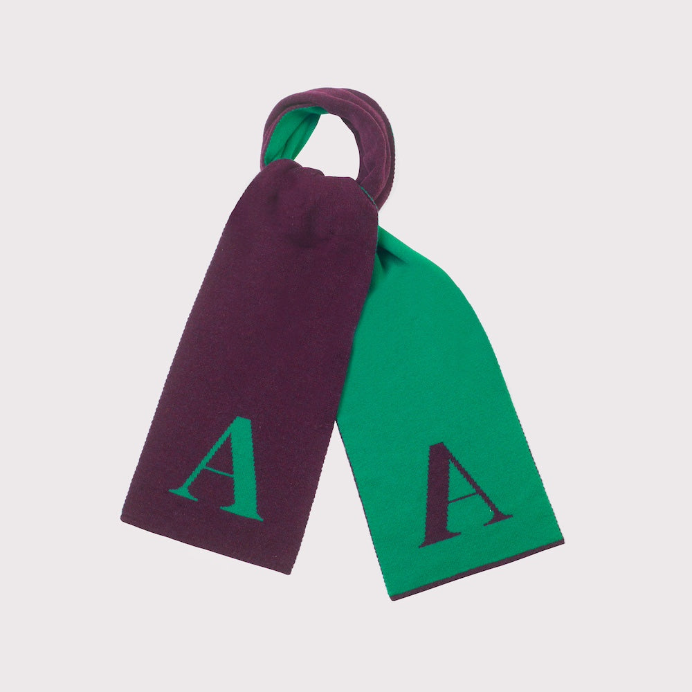Flat image of the 'A' scarf tied, from the Alphabet collection