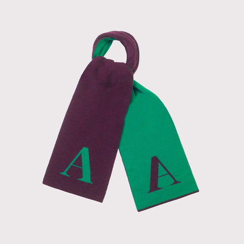 Flat image of the 'A' scarf tied, from the Alphabet collection