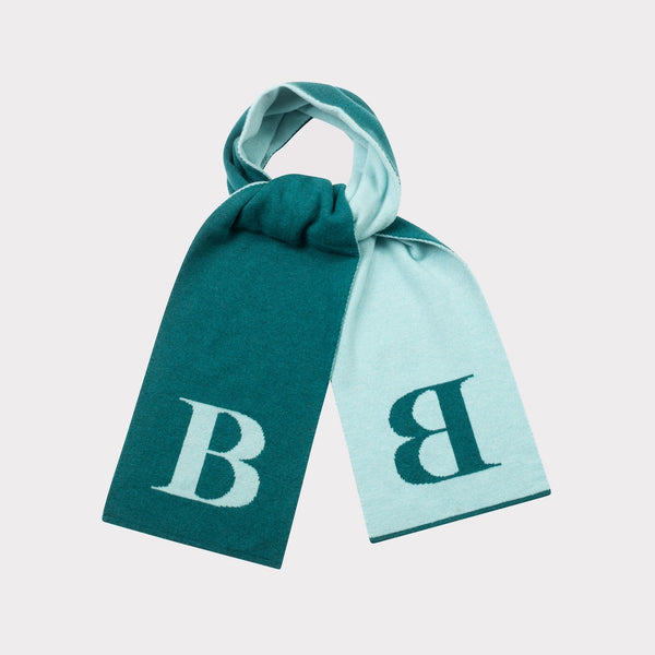 Flat image of the  'B' scarf tied.