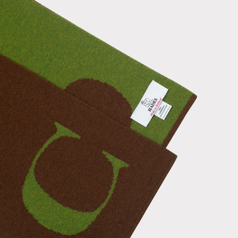 Flat image of the 'C' scarf detail and label.