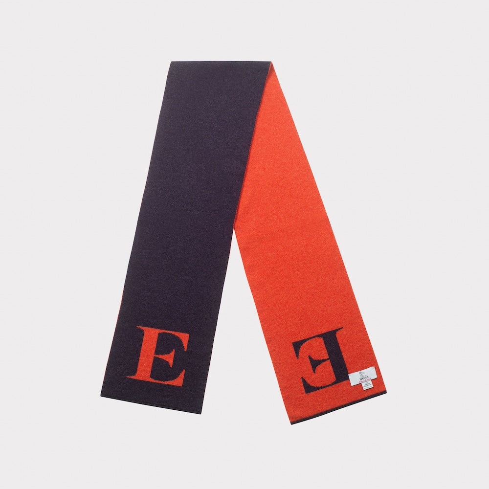 Flat image of the 'E' scarf folded