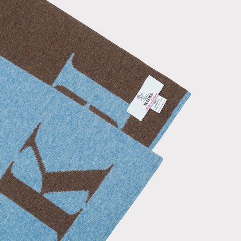 HADES Alphabet letter K scarf in blue and brown detail shot