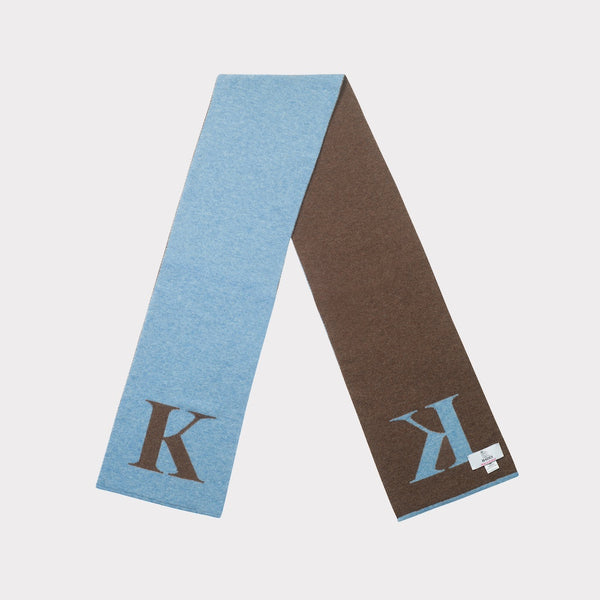 HADES Alphabet letter K scarf in blue and brown
