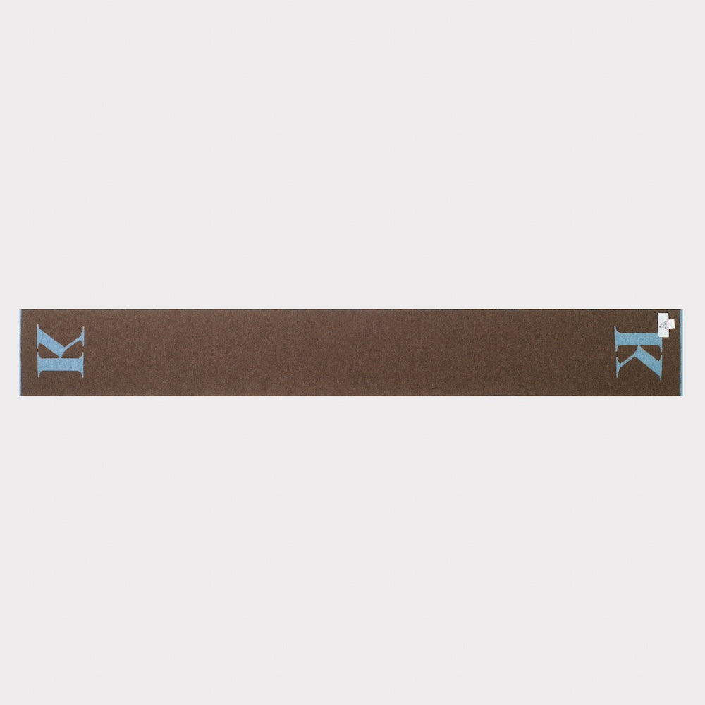 HADES Alphabet letter K scarf in blue and brown back