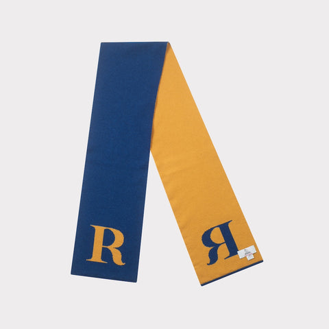 HADES Persian blue and orange R scarf tied