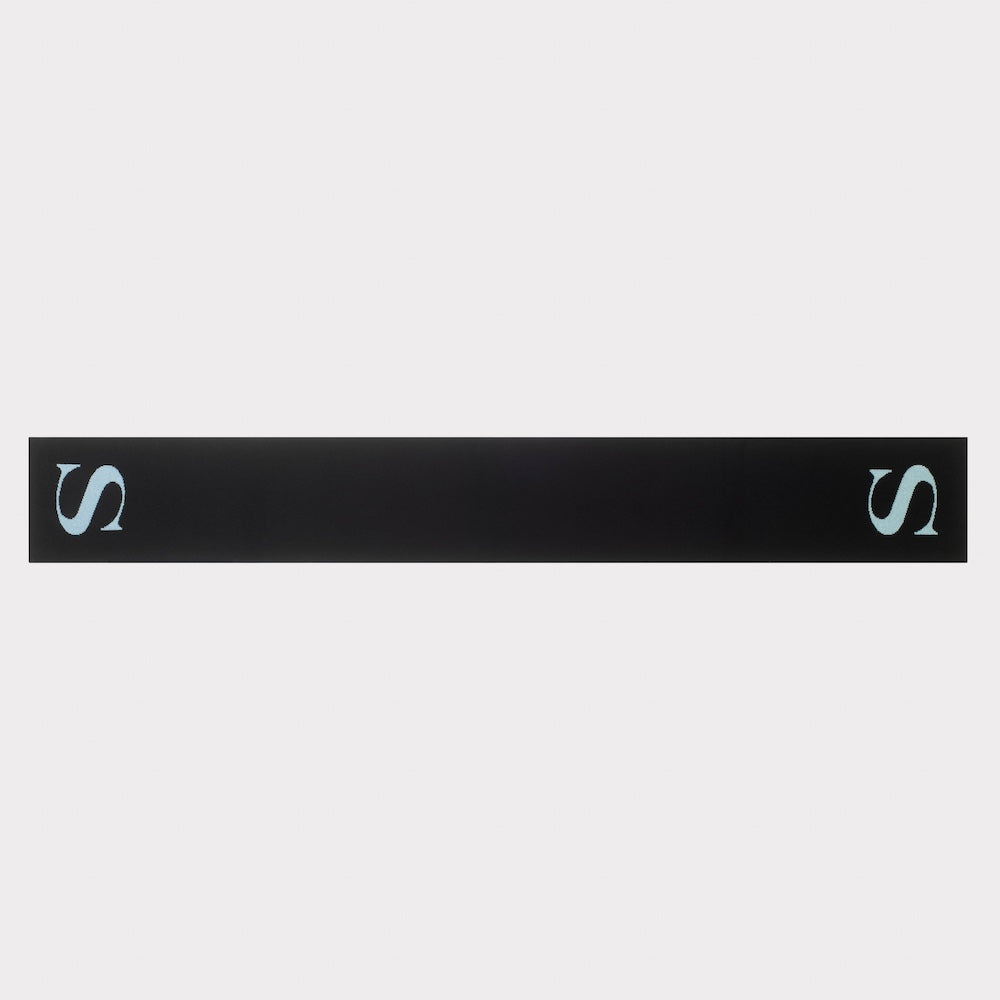 HADES black and ice blue Alphabet S scarf flatlay