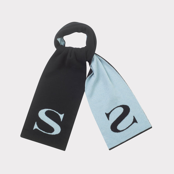 HADES black and ice blue Alphabet S scarf 