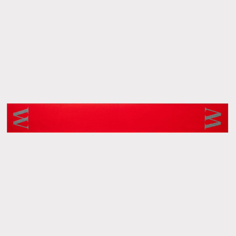 HADES red and gray Alphabet scarf with letter 'W' flat