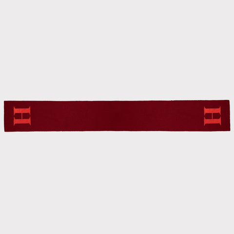 Front image of 'H' scarf laid flat.