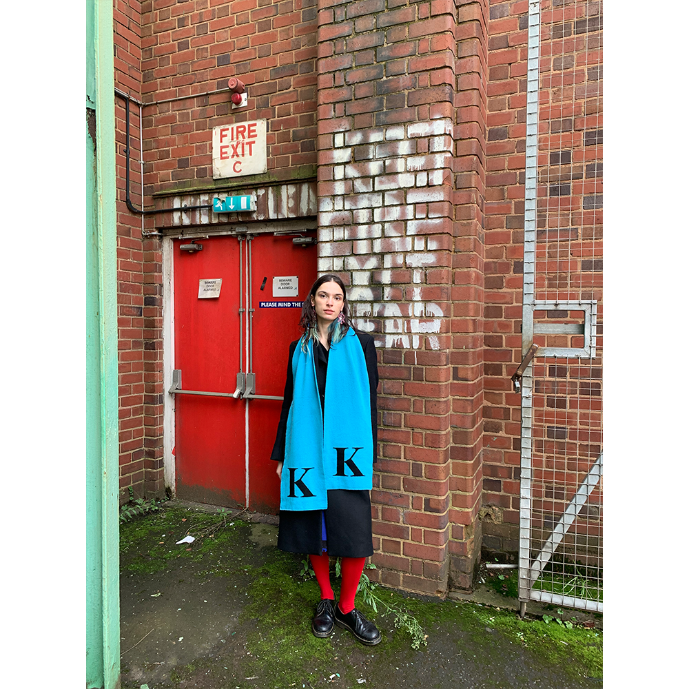 K Letter Scarf, Model wearing