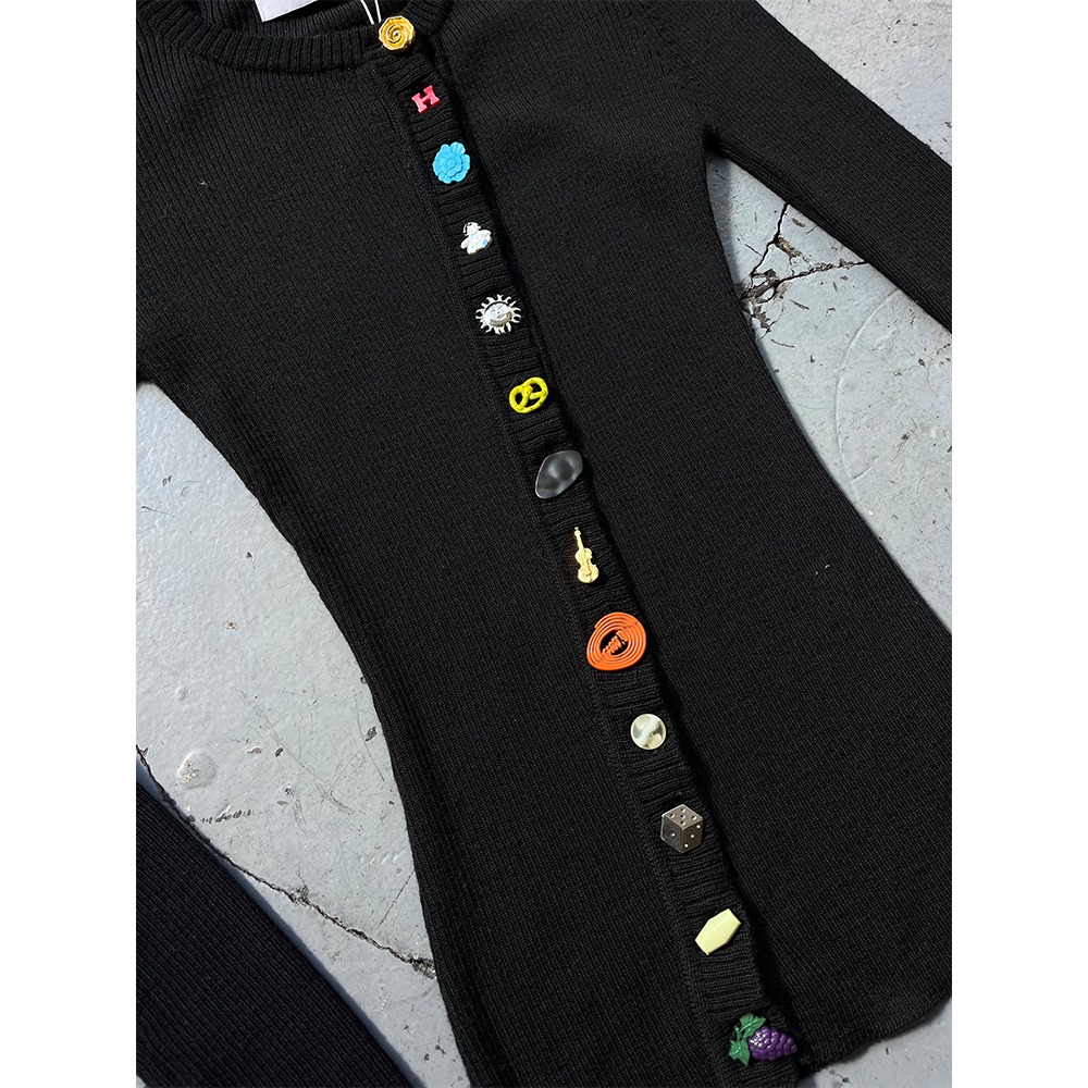 HADES Asymmetrical Cardigan v2 buttons up close