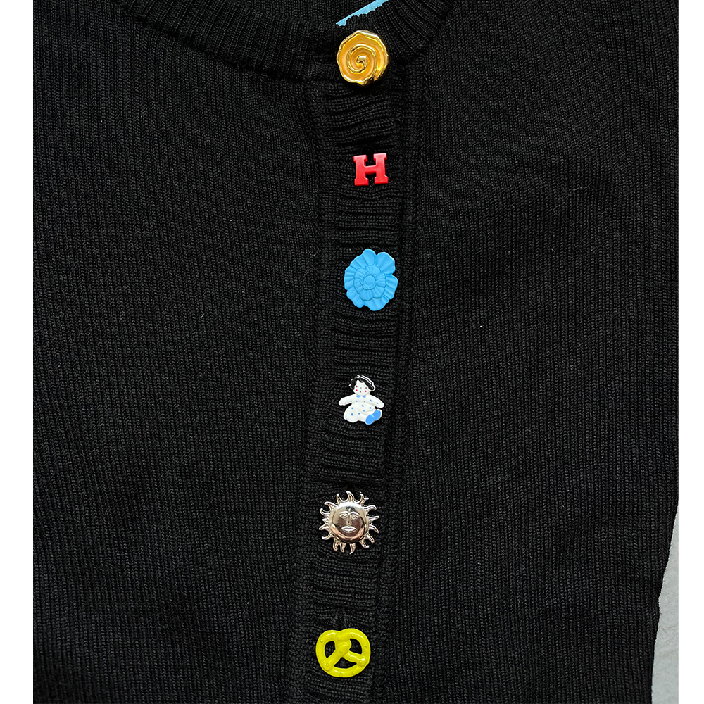 HADES Asymmetrical Cardigan v2 buttons up close