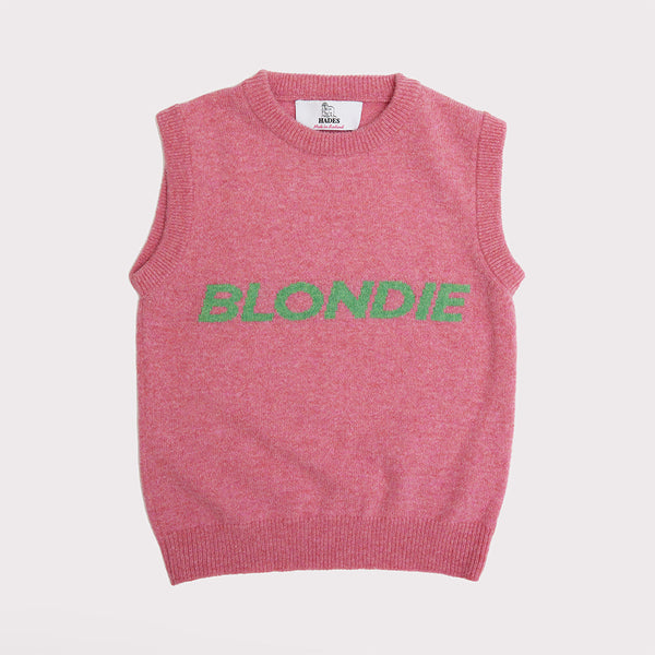 Front flat shot of the pink and green Blondie vest 