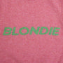 Close up of the slogan from the pink and green Blondie vest