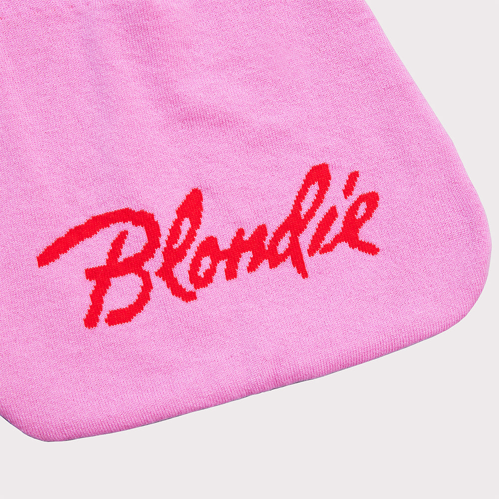 Close up of the Blondie slogan on the 'Call Me' bag