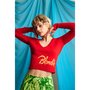 Model wearing HADES 'Debbie' v-neck
